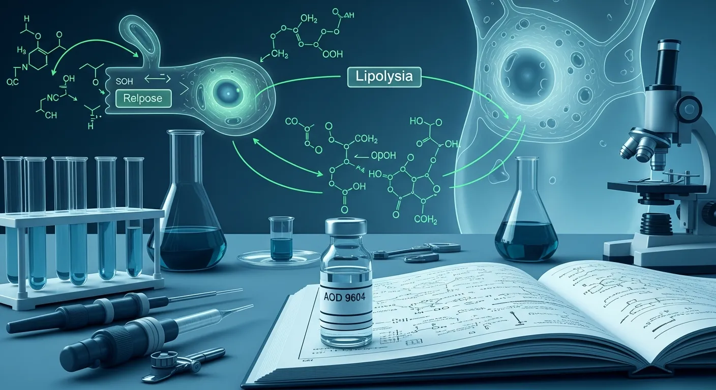 AOD 9604 growth hormone fragment peptide research, lipolysis and metabolic studies in Australian peptide laboratory